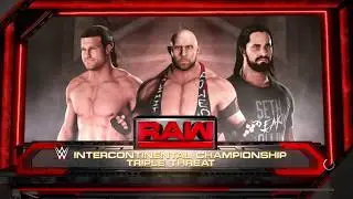 WWE 2K18 Ryback VS Seth Rollins,Dolph Ziggler Triple Threat Match Intercontinental Title