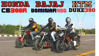 KTM DUKE390 VS DOMINAR 400 VS CB300R Drag Race 🔥🔥