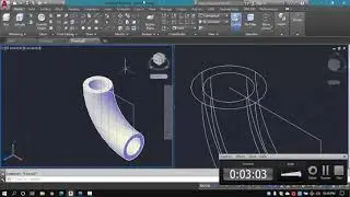 Autocad 3D modeling Example Pipe Bend at 45