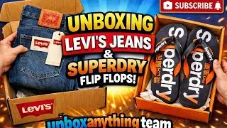 Unboxing Levis straight fit loose fit jeans 541 blue denim Superdry flip flop Grey and Olive #ajio 