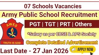 Army Public School Recruitment 2026 | Teacher Vacancy in 7 APS | Apply Now #armypublicschoolvacancy 