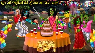भूत और चुड़ैलो की दुनिया का नया साल|new year in the world of ghosts and witches|Witch Cartoon Sto..