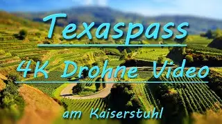 Drohnenvideo vom Texaspass am Kaiserstuhl mit Blick auf die Weinberge. Dolly-Zoom Effekt. Oberbergen
