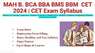 MAH B. BCA BBA BMS BBM  CET 2024 | CET Exam Syllabus
