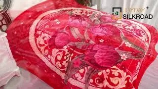 OTSUKEORI | Hot Sale Double Ply Flower Design Raschel Blanket Details Show!