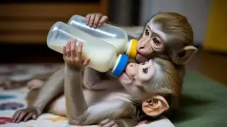 Beautiful day with animals family, Love day, baby monkey, parrot, dove, pigeon, cute chicken