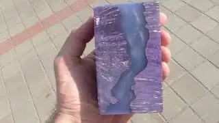 Hybrid stabilized maple burl wood - resin changes color on the degree of illumination Purple #12