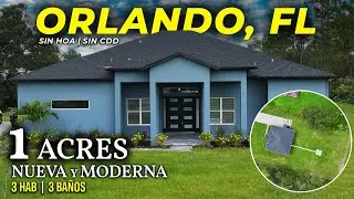 Casa unica en Orlando, FLNueva y Moderna con Mas de 1 Acres de Terreno sin hoa/Sin cdd