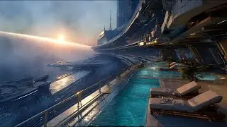 TRATOS: Luxury Orbital Spa 🌅 Futuristic Pool Ambience with Sunrise View | Relax & Focus