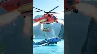 Incredible Helicopter Rescue Over Crystal Waters! #shorts #planes #helicopters