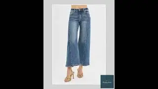 RISEN High Rise Crop Wide Leg Jeans with Step Hem