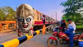 vfx train coming and Ghost attack chudail attack vfx bhutiya train phatak video viral danger video