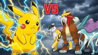 Pikachu vs Os Tr&ecirc;s C&atilde;es Lend&aacute;rios | Raikou, Entei e Suicune