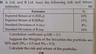 Expected Return & Combined Standard Deviation| Security Analysis Portfolio & Risk |Mcom sem3 nep