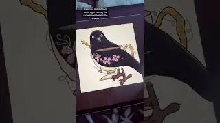 creating the crow teacup sticker 🖤 bird art, witchy art, spooky art, raven, bird lover,cottagecore