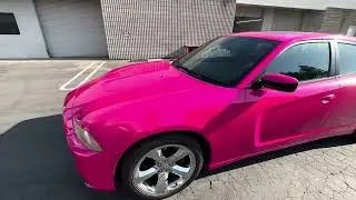 Dodge Charger wrapped in kpmf Gloss Momentum Pink