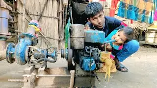 3 boys big tiller state video full process by water pump machine state ll salo machine state 