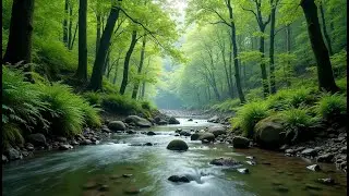 Calming Forest Ambience River Flowing Birds Chirping in Hidden Forest Ambience for Rest, Medicine