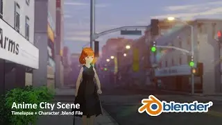 Making Anime Style City Scene in Blender Timelapse