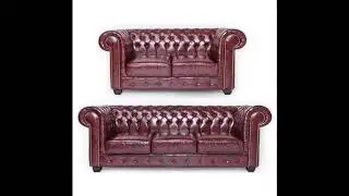 Chesterfield Oxblood Red Leather Sofa Set | Sofas Direct