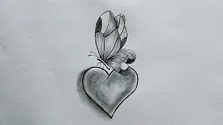 How to easily draw a butterfly and heart in charcoal - Step-by-step tutorial for easy drawings