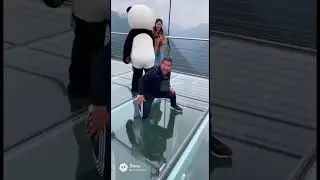 This Glass Bridge Prank Had People JUMPING 💥 #shorts #funny #scared #shorts