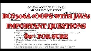 OOPS with JAVA, Important questions, BCS306A, 22 scheme, 3rd sem, CSE Stream.