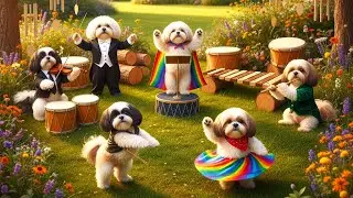 White Shih Tzu Laser Dance🐶🔴 | Red Dot Chase, Crazy Spins & Lightning Hops For Kids 🤩✨