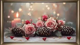 Romantic Pinecones Painting | Gold Frame TV Art | Art Screensaver for TV | 1 Scene - 1H ❤️🌹