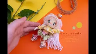 Exclusive BUNNY-DOLL & funny Emoji by 𝐄𝐂𝐎 𝐙𝐀𝐁𝐀𝐖𝐊𝐀 &reg; / Author's Mini Crochet Amigurumi Collectible
