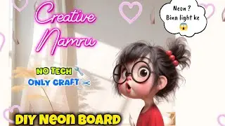 How to make a Neon sign board at home whithout light 😱 || DIY Neon Light Sign For My Craft Studio