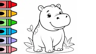 How To Draw Hippo Drawing, Painting and Coloring For Kids and Toddlers_ Child Art