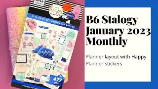 B6 Stalogy January 2023 Monthly Planner Setup with Happy Planner Stickers - Plan with Me