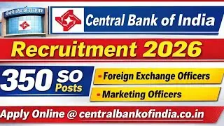 Central Bank of India Recruitment 2026 // Banking job Vacancy odisha // Central bank of India Apply 