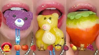Emoji Food Challenge ASMR Satisfying Candied Fruit Marzipan 먹방