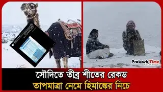 সৌদিতে তীব্র শীতের রেকর্ড, তাপমাত্রা নেমে হিমাঙ্কের নিচে ।  Saudi Arab Snowfall । Probash Time