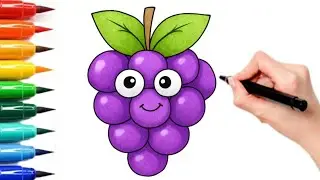 Как нарисовать милую виноградинку 🍇 | Простое рисование и раскрашивание винограда | Искусство с Т...
