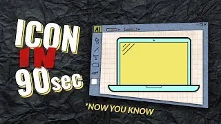 Create Laptop Line Icon under 90 Seconds | Illustrator