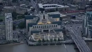 MI6 Building, London, England, sunset Aerial Stock Footage | AX116 065 4K youtube