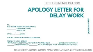 Apology Letter for Delay Work &ndash; Apology Letter Format
