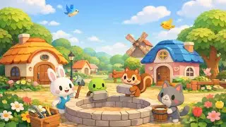 Cute Animal Village Fountain 🐰🐢🐿️ #trending #viral #kids 