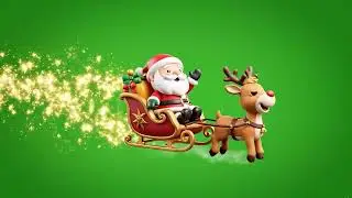Santa Claus Flying Sleigh Green Screen