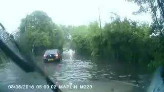 West Midlands Flooding , guy in golf kills his car! to fast 2016