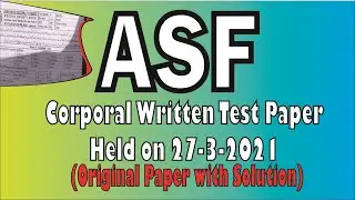 ASF Corporal Written Test Paper held on 27-3-2021 | Original Paper | ASF ASI Written Test Paper