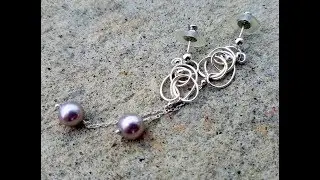 Sophistication - Silver Wire wrapped Pearl drop post earrings