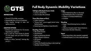 Full Body Dynamic Warm Up and Mobility Variations - GTS Exercise Index