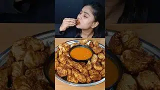 100 CHICKEN Momos Challenge | Spicy Fried Momos Eating Challenge #shorts #foodchallenge