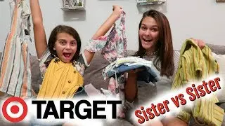 $100 TARGET Shopping Challenge BlindFolded SISTER VS SISTER! | Emma and Ellie