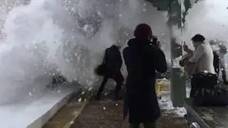 Amazing Slow Motion Train Collision With Snow (Storm Stella)