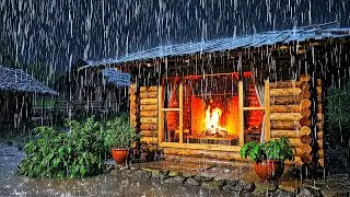 Clear Your Mind || Heavy Rainstorm on Wooden Roof (No Thunder) Deep Focus & Sleep